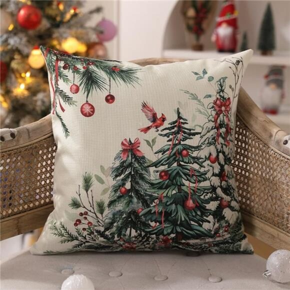 Christmas Pillow Covers 18x18 Inch Set of 2 Christmas Tree Decorations - Picture 2 of 7